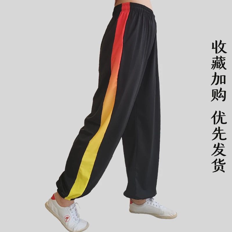 Professional Ice Silk Martial Arts Training Pants Straight Leg Kung Fu Combat Nylon Wushu Taolu Competition Sports Trousers