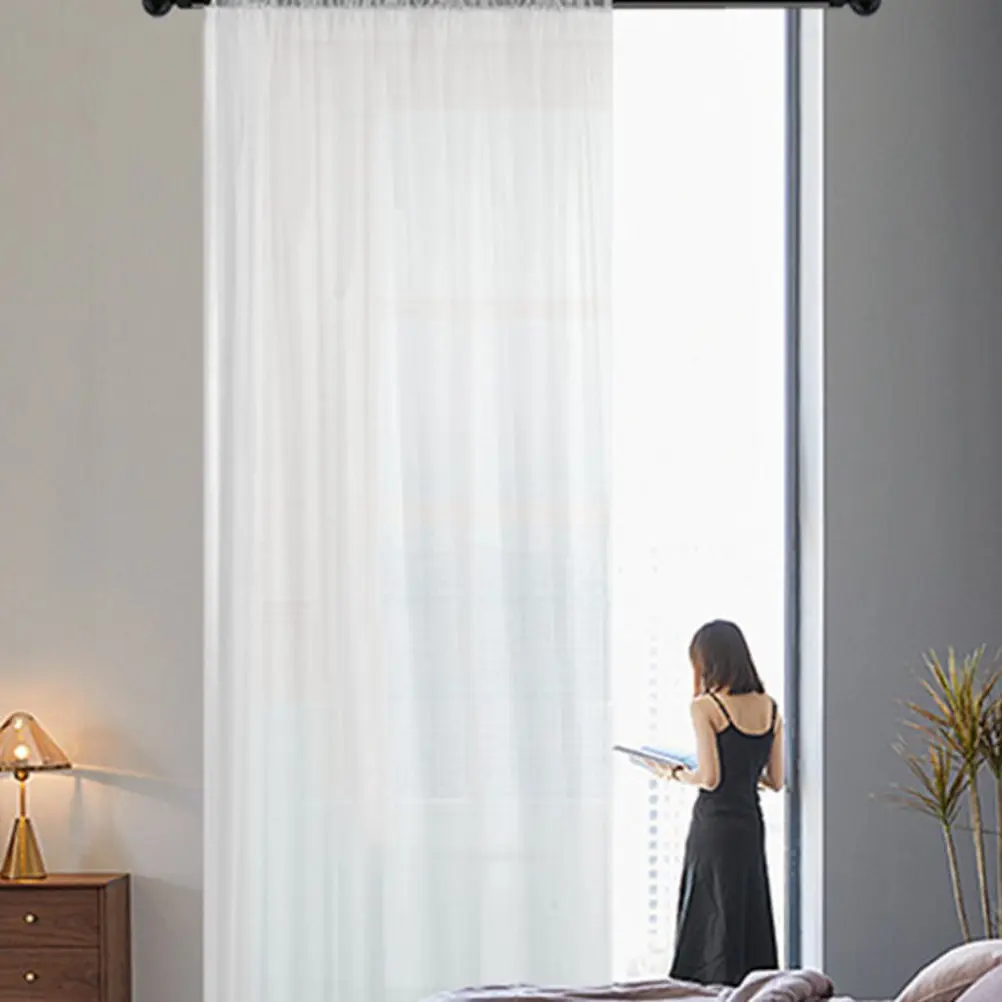 Sheer Window Curtain Voile Curtains 270x100cm White Transparent Window Tulle Sheer Curtains for Home Bedroom Living Room