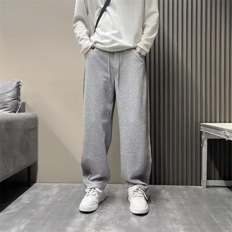

High street American slim straight leg sports pants men's loose casual sweatpants spring new elastic waist fat wide leg pants