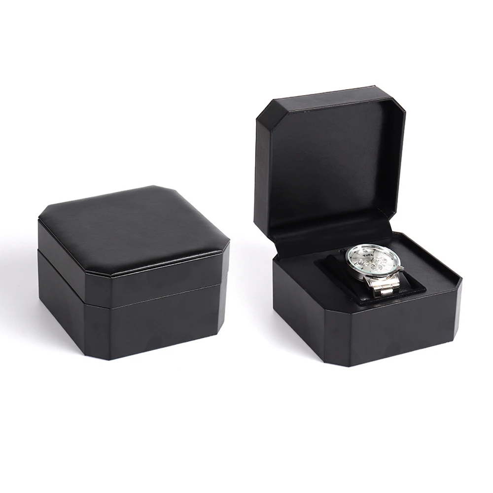 PU Leather Watch Storage Box Single Watch Display Case Wristwatch Holder Travel Jewelry Watch Organizer with Pillow for Men Gift