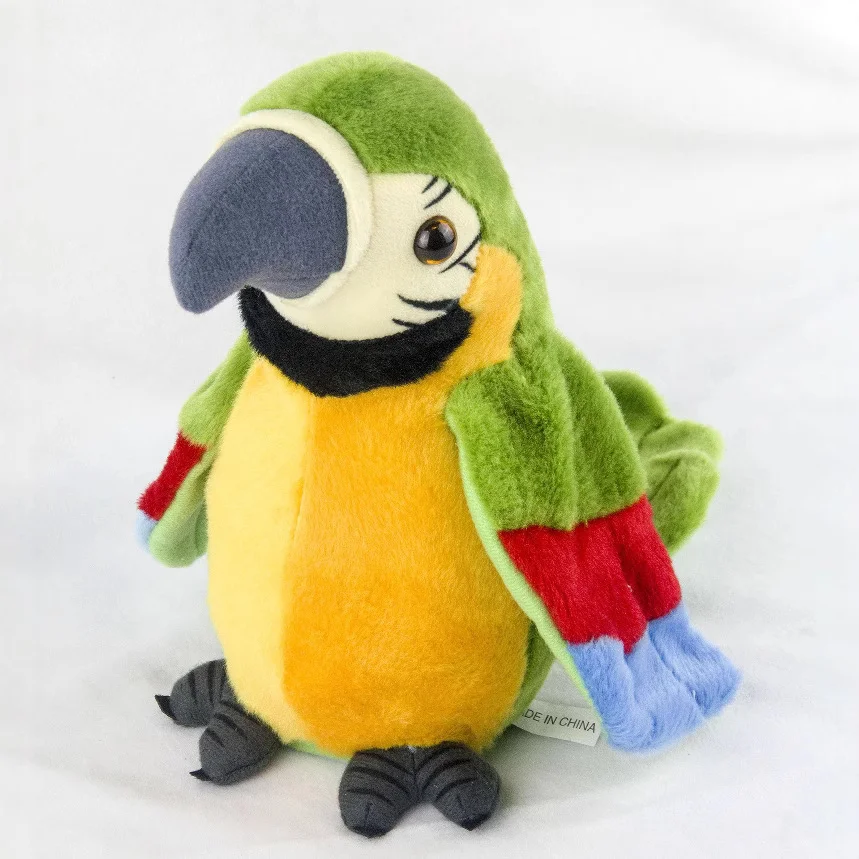 23cm Talking Macaw Parrot Repeat What You Say Stuffed Animal Plush Toy Electronic Record Animated Bird Speaking Parrot Pet Plush