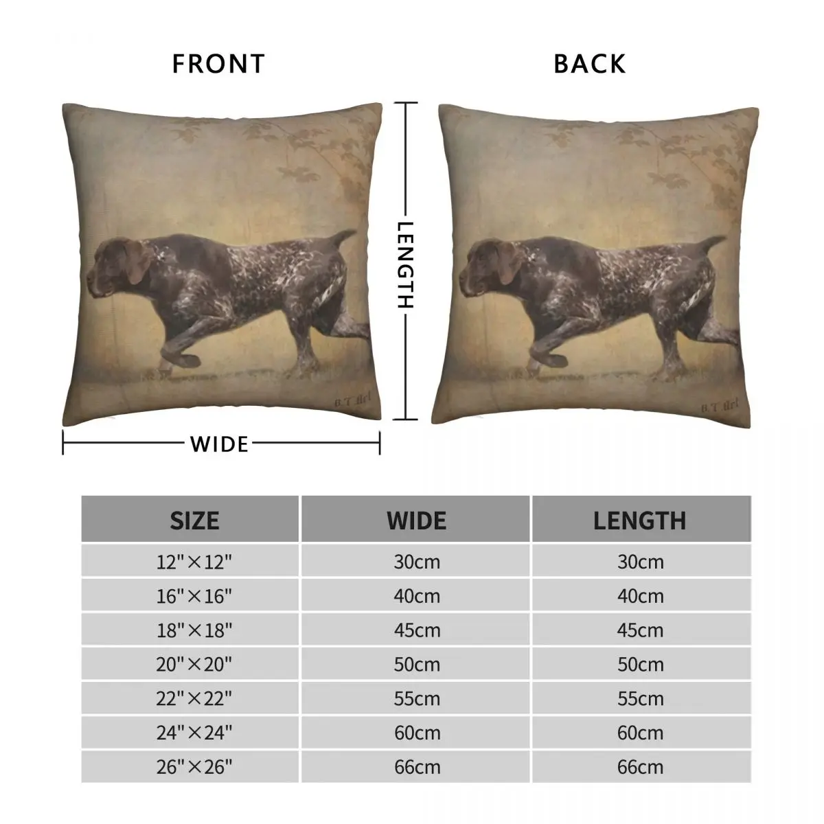 German Shorthaired Pointer Square Pillowcase Polyester Linen Velvet Printed Zip Decor Bed Cushion Cover 45x45