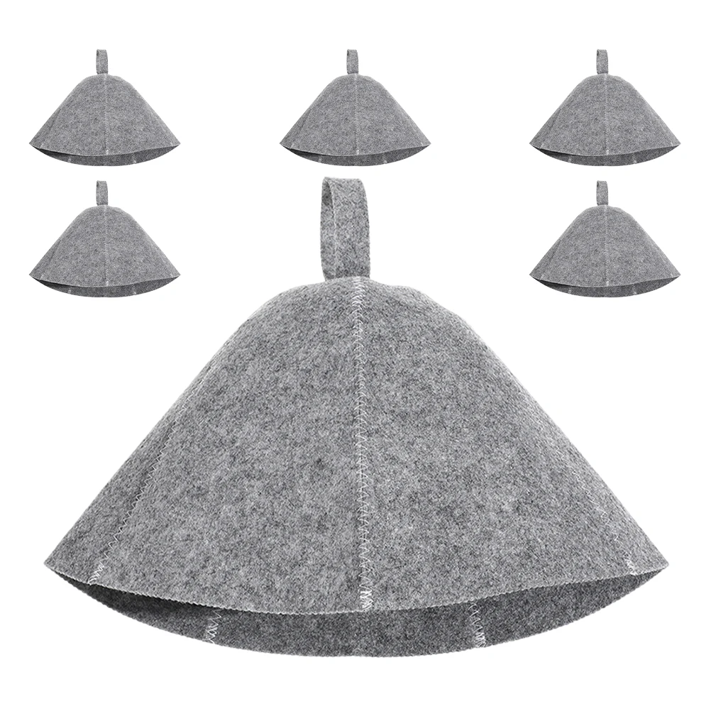 

6pcs Sauna Hat Thickened Felt Caps Heat Insulation Sweat Absorbent Steam Cap for Men Women Bath House