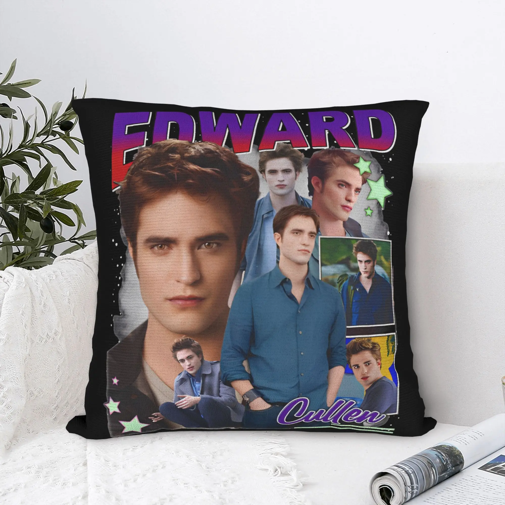 Twilights Vampire Edward Cullen Pillowcase Soft Polyester Cushion Cover Decor Romance Movie Pillow Case Cover Living Room Square