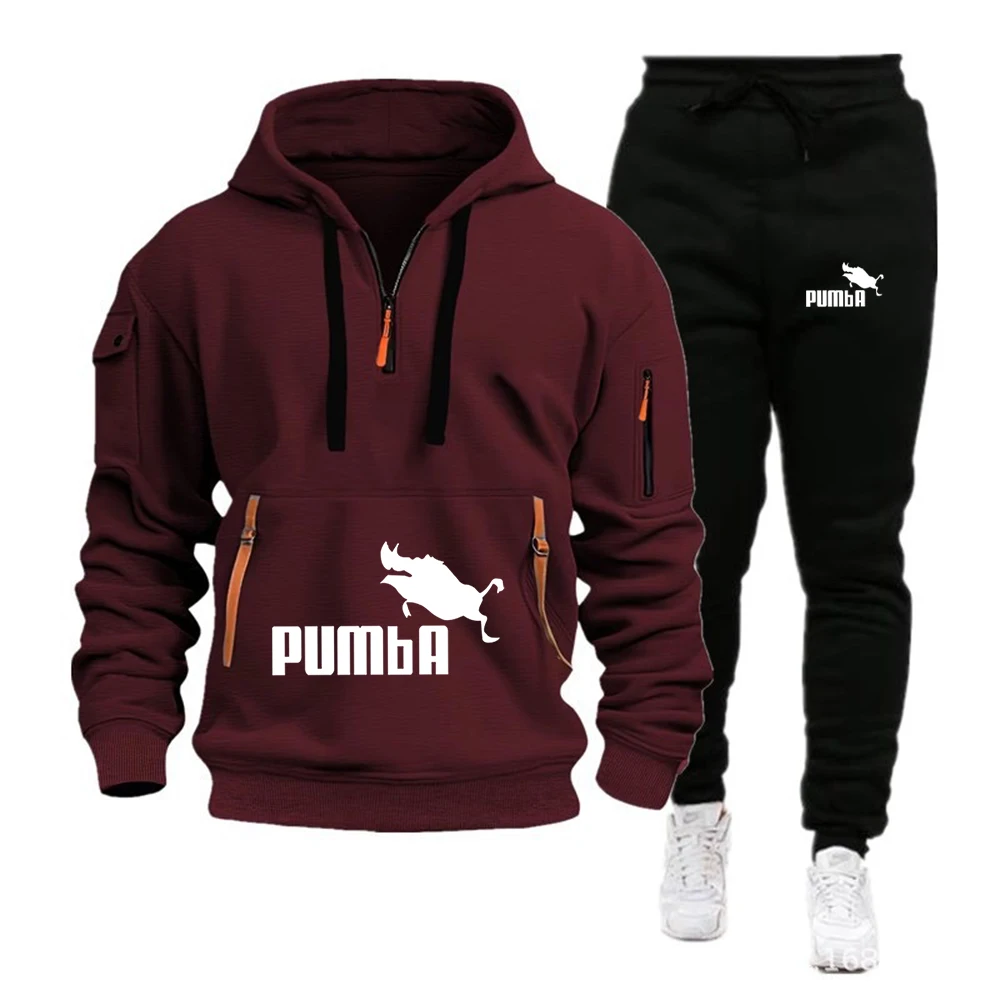 2024 Fall Winter Pumba Men\'s Tracksuit Hoodie Pants 2Pcs Sets Suit Leisure Sweatshirts Sweatpants Fashion Trends Brand Clothing