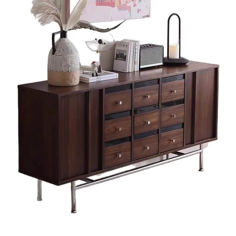 

room side cabinet, locker, simple bedroom, simple storage cabinet at the end of the bed, antique nine chest cabinet