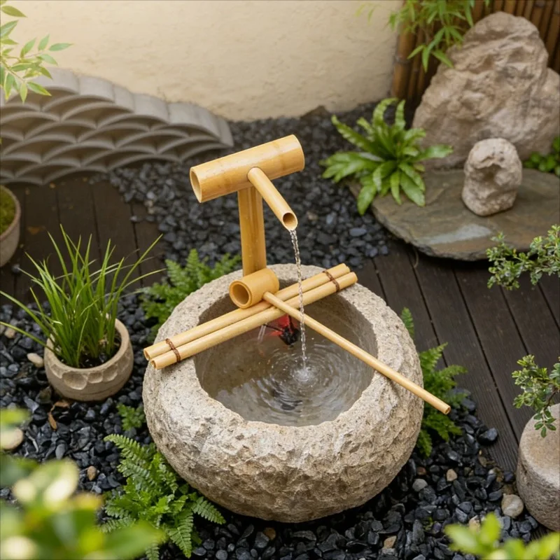 Outdoor Water Fountain  Zen Flowing Water Feature for Garden  Patio  Yard  Feng Shui Decor for Home Office  Balcony Study - view 4