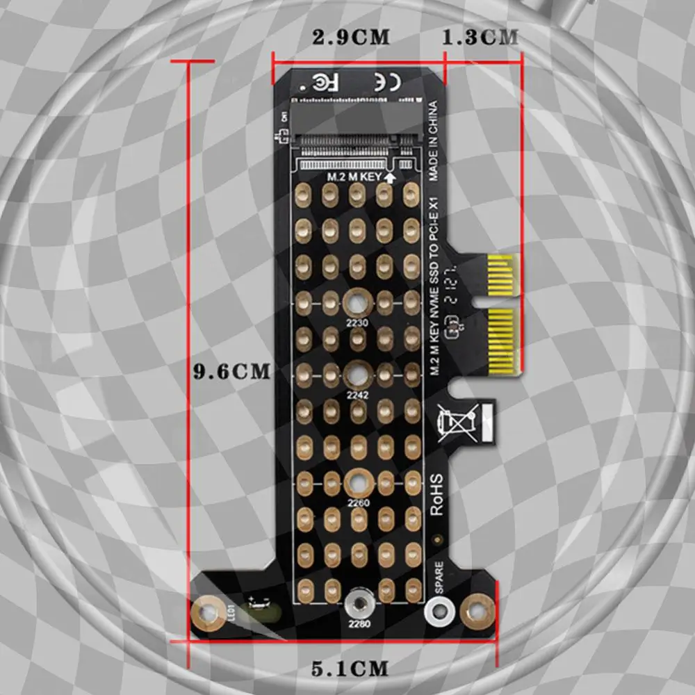 M.2 NVME To PCIe4.0 X1 Expansion Card 32Gbps Converter Card Support PCIe X1 X4 X8 X16 Interface for SSD 2230/2242/2260/2280