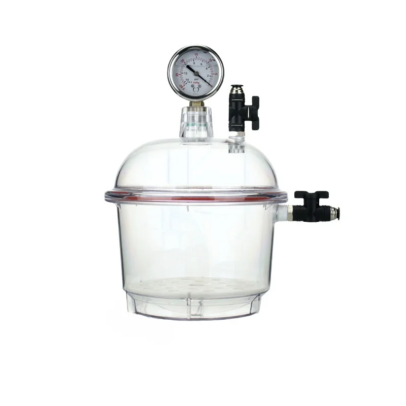 

Вакуумная сушилка из поликарбоната, двойной клапан 150 мм с манометром, лабораторное пластиковое блюдо