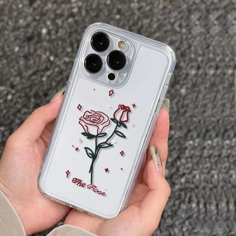 Clear Minimalist Line Rose Case For Samsung A02 A03 A10 A20 A50 A11 A31 A51 A71 A12 A13 A22 A32 A52 A72 A23 A33 A53 A73 A26 Case