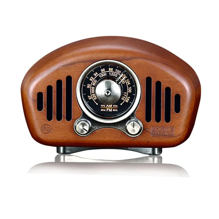 

Gifts Crafts Wooden Vintage Music Box Bt 5.0 Fm Radio Retro Portable Wood Grain Radio