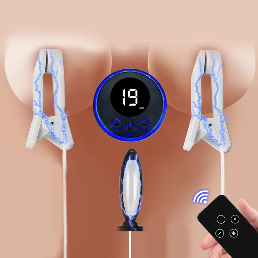 Bdsm مزدوج الاختراق المكونات الشرج الاهتزاز صدمة كهربائية الجنس لعب آلة الوثن الحلمة المشبك أداة مثير التسوق الكبار الاباحية 18 +