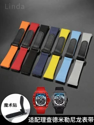 Nylon Canvas Watch Band for Richard Mille Rm 50 53 Series Geya Velcro Convenient Watch Strap Accessories 25mm Wristband