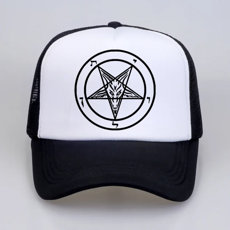 

Hot Pentagram Gothic Occult Satan New Men's Fashion brand Baseball cap Summer cool Mesh Trucker hat Men snapback hats