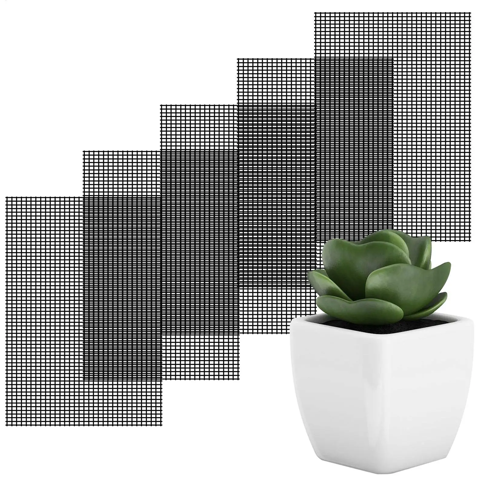 Lot de 5 tapis en maille pour pot de fleurs, 20x30cm, rectangulaires, pour fond de pot de bonsaï, grille de drainage, écran anti-perte de terre, plateau perforé