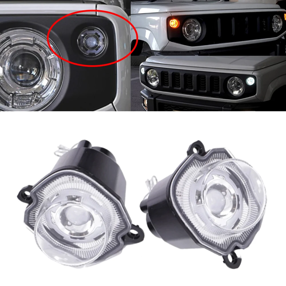 

1 set Car Turn Signal Light Round Fog Light For 2019 2020 Suzuki Jimny JB64 JB74w Amber White Head Marker Daytime Running Light