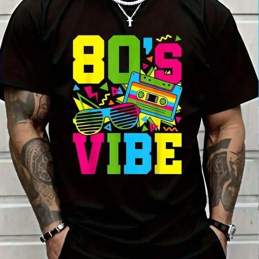 80's Vibe Retro 1980s 80s Style Party Outfit Men Women Kids-Shirt Graphic Tees Summer Clothes Men Shirts Street Wear