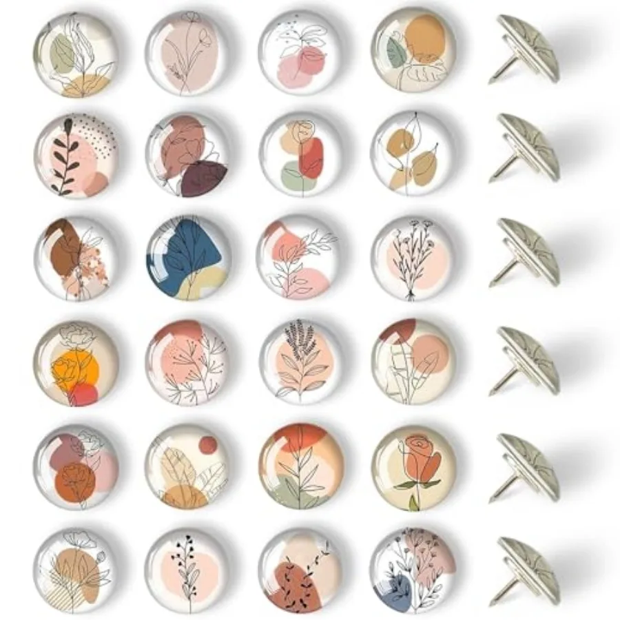 

24 Glass Decorative Push Pins, Cute Bulletin Board Pins, Cute Thumbtacks for Cork Board, Office or Home