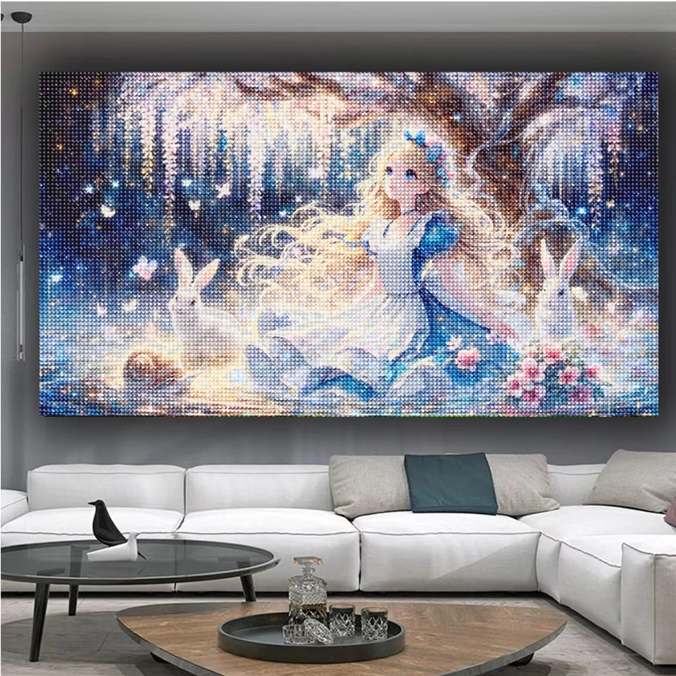 Dream Forest Princess Rabbit Large Size DIY Diamond Art Painting Mosaic Full Square round Diamonds pictures Cartoon Home Decor