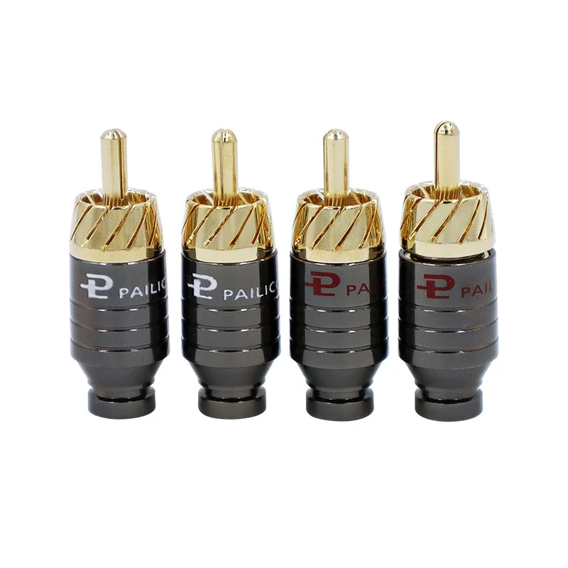 4Pcs Luxo Soldagem RCA Plug Jack Conector Alto-falante Áudio Saída/Entrada Adaptador Plug Banhado a ouro Fone de ouvido conector