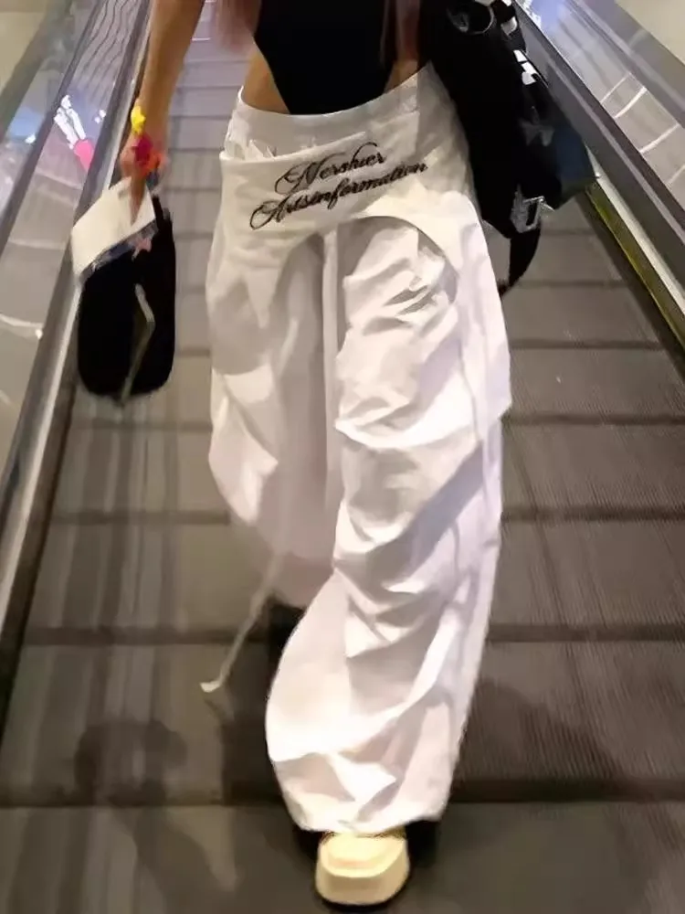 กางเกงขายาวลำลองสไตล์ทหารร่ม กางเกงเลกกิ้งทรงหลวม ดีไซน์ใหม่สำหรับฤดูร้อน ผู้หญิง สไตล์อเมริกันสุดฮอต