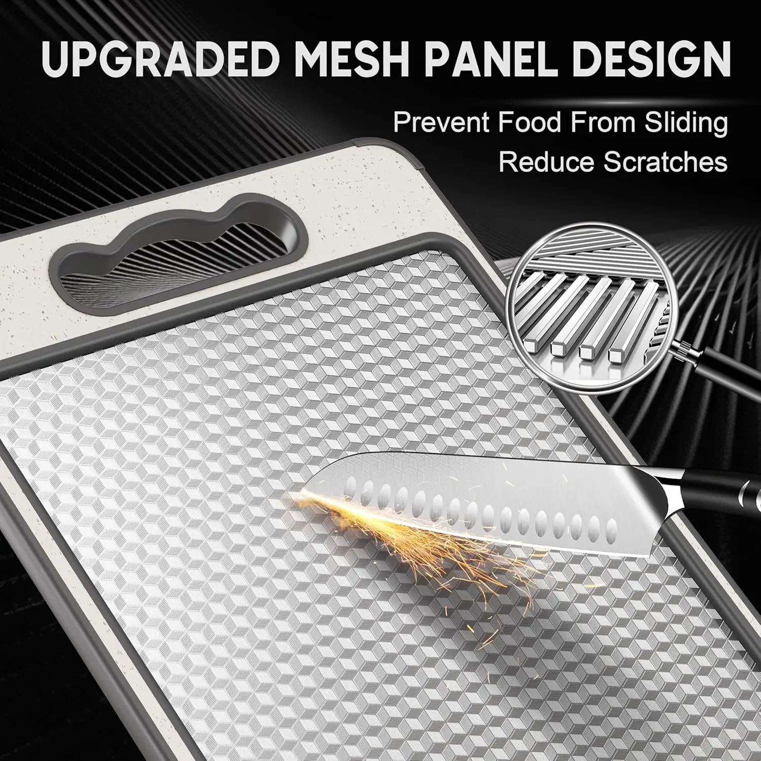 1pcs Stainless Steel Cutting Board Double Sided Chopping Board for Kitchen Scratch Resistant Anti-Slip Silicone Edges