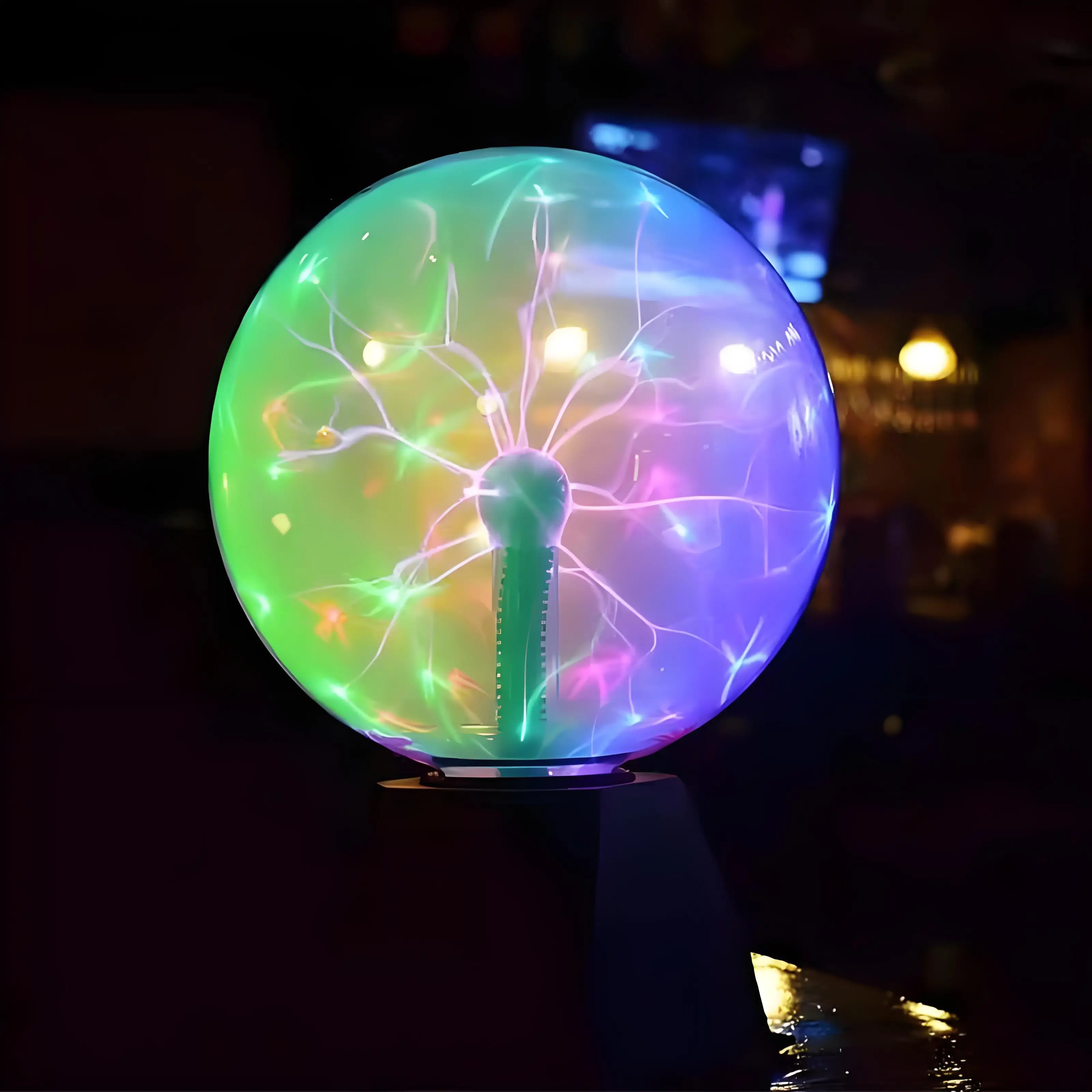Artificial Lightning Sphere Ion Lamp 12V Touch & Voice Control Electrostatic Arc Glow Light Desktop Science Ornament