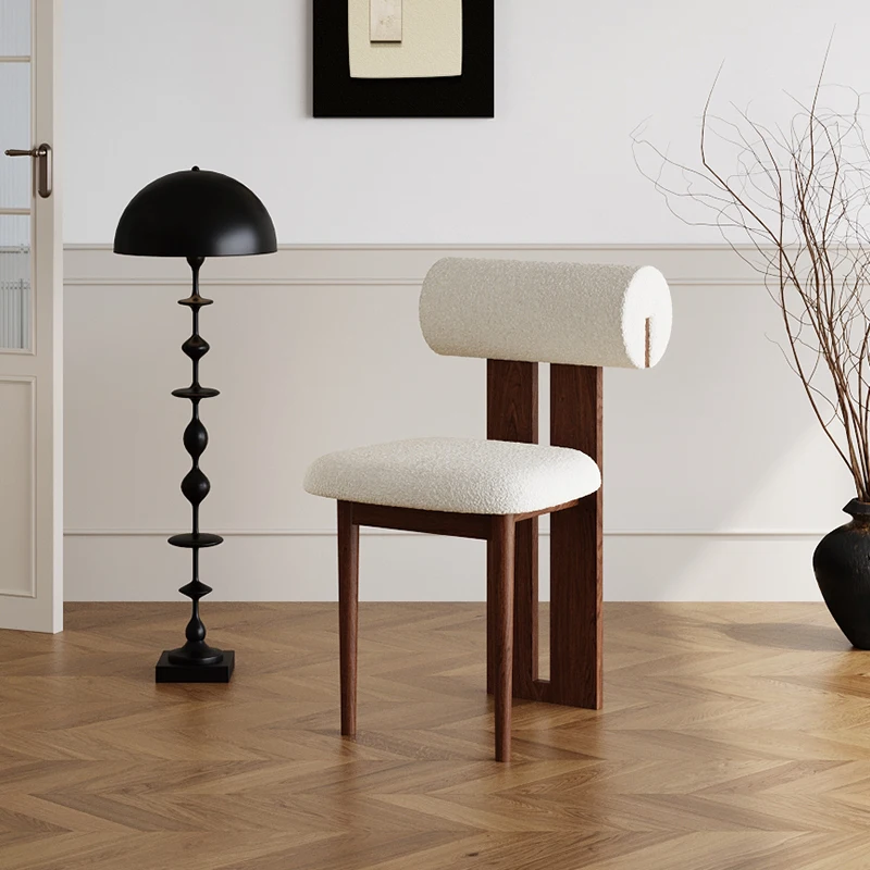 

Solid wood fabric dining chair casual simple dresser chair light luxury Nordic modern medieval makeup table and chair