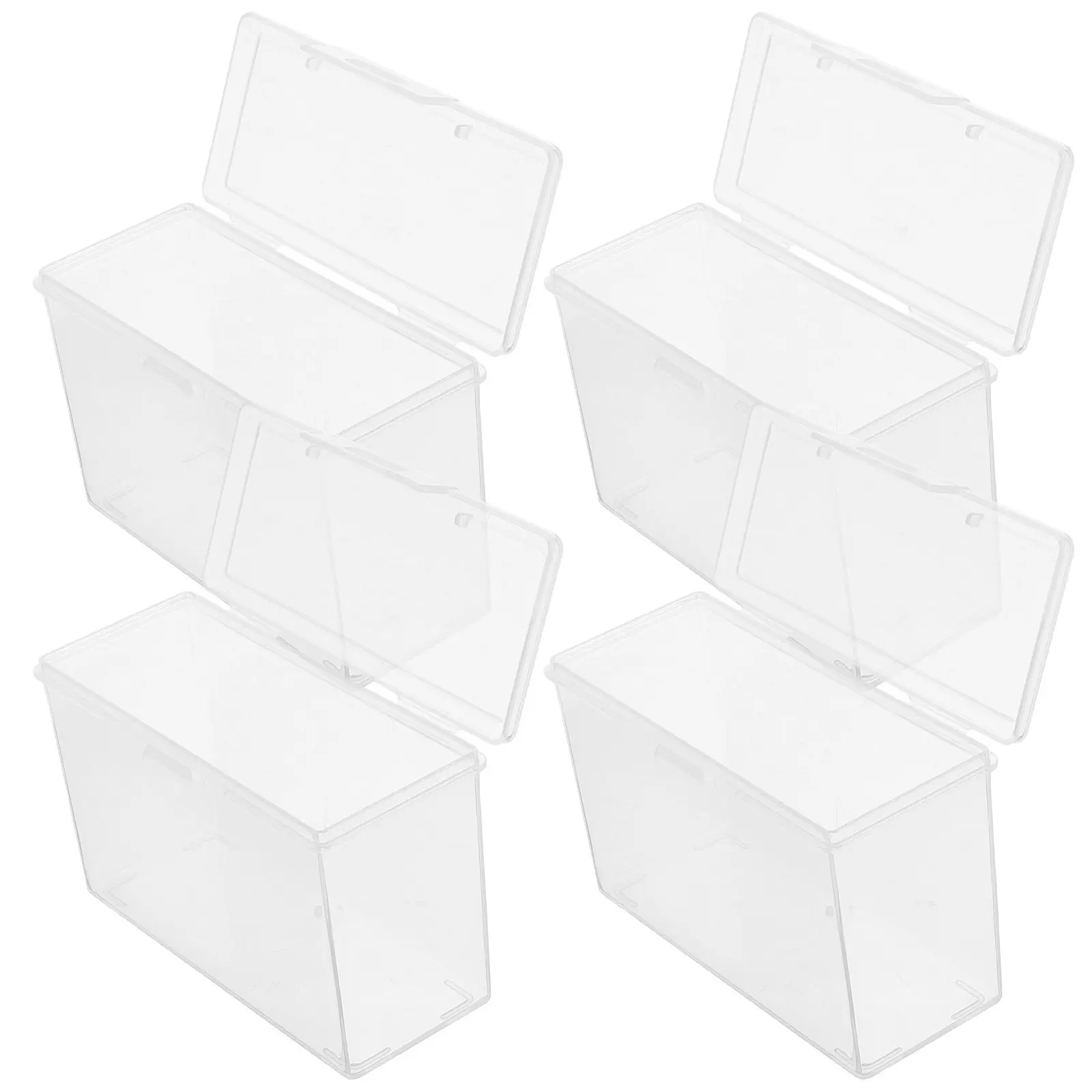 4Pcs Household Photo Case Secure Lid Photo Storage Box for Photos Greeting Cards Postcards Stamp Collection Clutter-Free Desktop