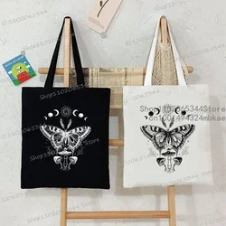 Shoulder Bag Vintage Sun Moon Butterfly Canvas Tote Bag Women Mushroom Series Shopping Bag Plant Style Student Mushroom Handbags