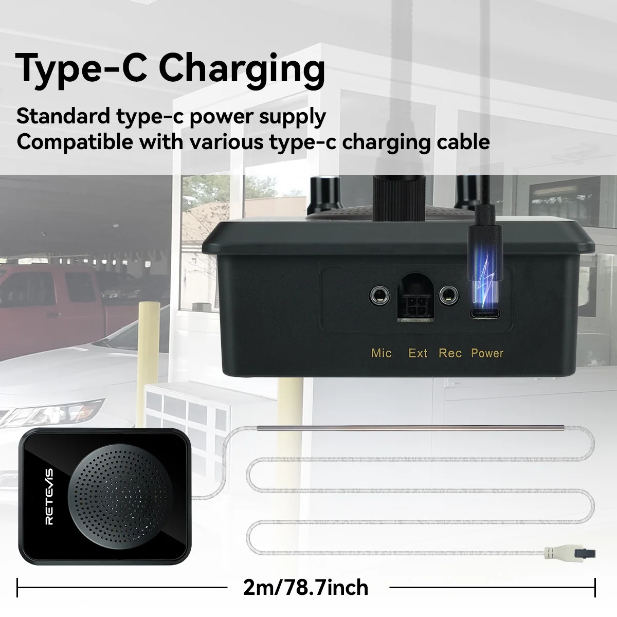 Retevis RT-9909 Window Intercom Speaker System Type C Charging Two Way Intercom IPX5 Waterproof  for Parking Bank Counter Store