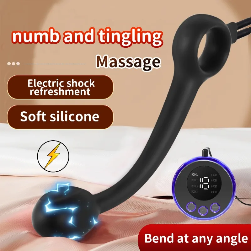 Anal Stimulato Electric Shock Dildo Toy Butt Anal Plug Stopper Prostate Massager With Ring Handle BDSM E-Stim Sex Toys 18+ 4