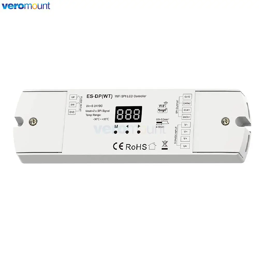 Skydance ES-D ES-DP(WT) Tuya WiFi مستشعر PIR مزدوج + زر ضغط مزدوج وحدة تحكم في ضوء الدرج لشرائط البكسل DC5-24V RGB/White #2