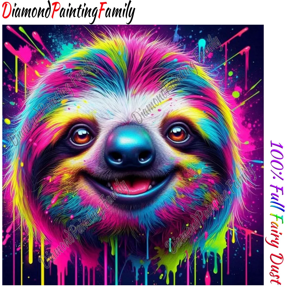 Diamond Painting Family Full Fairy Dust Diamond Arts Colorful Animal Crystal Resin Mosaic Painting Kit AB Drill Cross Stitch Set view 3