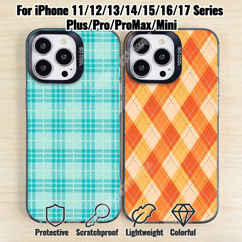 

Beautiful Plaid Fabric Pattern Phone Case for iPhone 17 16 15 Max Mini 14 13 Pro Plus 12 11 X XS Air IMD Cover
