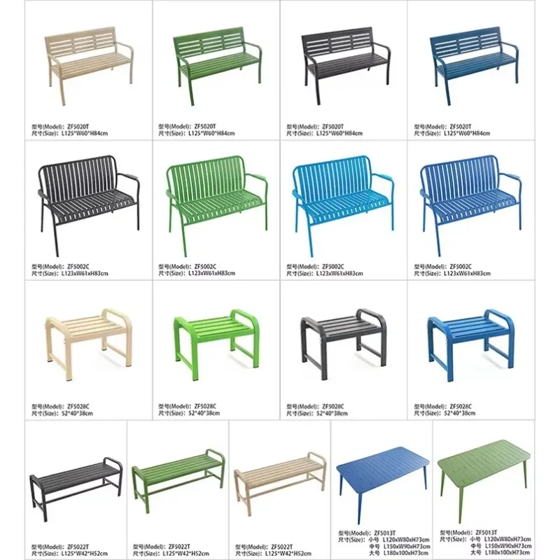 Modern Double Seat Aluminum Bistro Bench for Garden Patio Outdoor Furniture for Hotel Hall Leisure Park Bench Wholesale