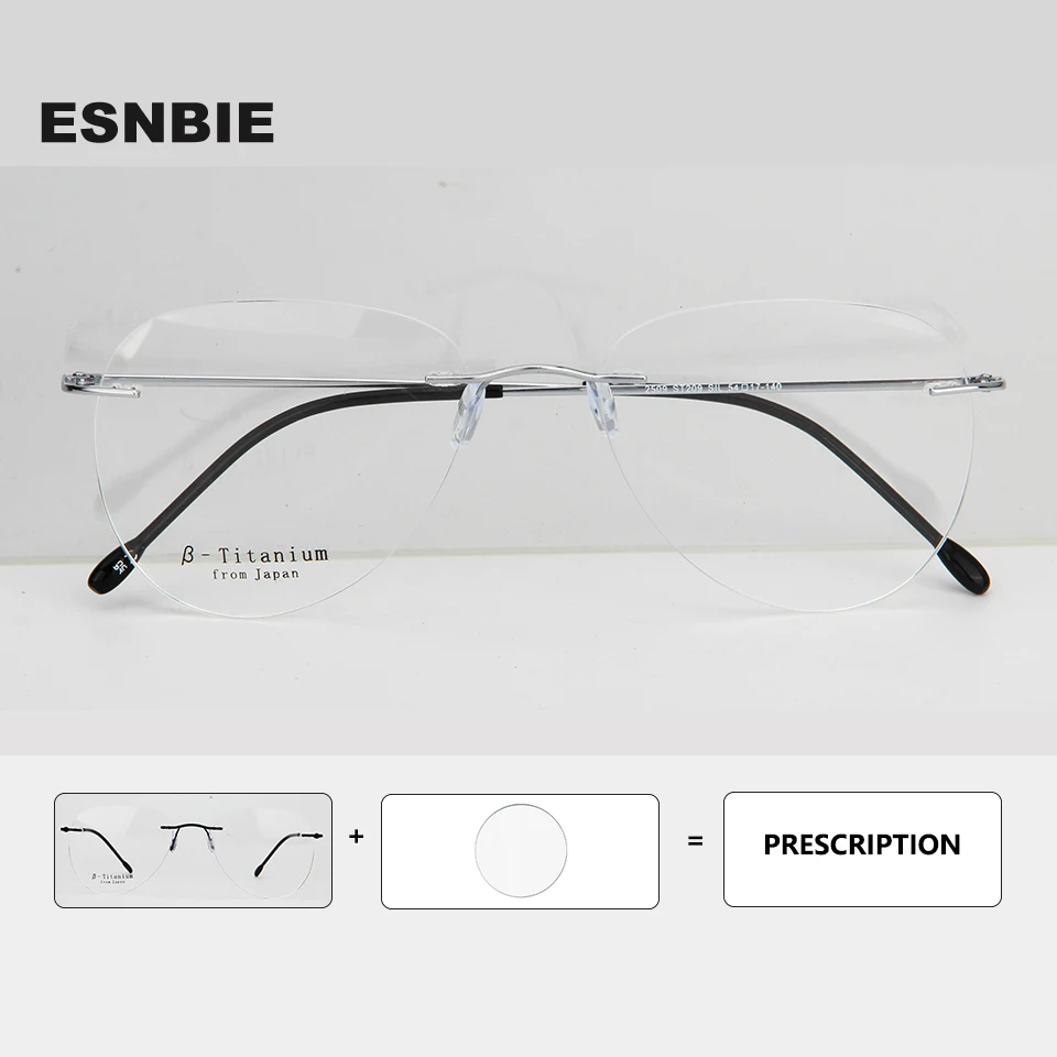 Flexible Pilot Shape Rimless Prescription Eyeglasses Frame For Women Beta Titanium Glasses Frames Men Frameless Eyewear