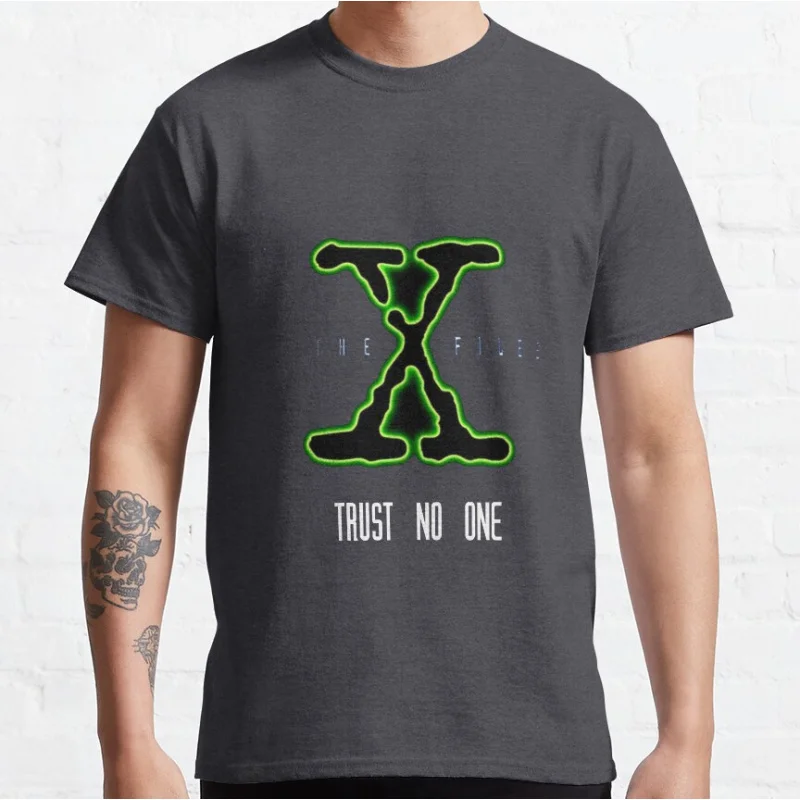 80s خمر الغريبة الخيال العلمي المسلسلات التلفزيونية The X Files Trust No One توهج الجرافيك تي شيرت كبير الحجم الكبار S-6XL