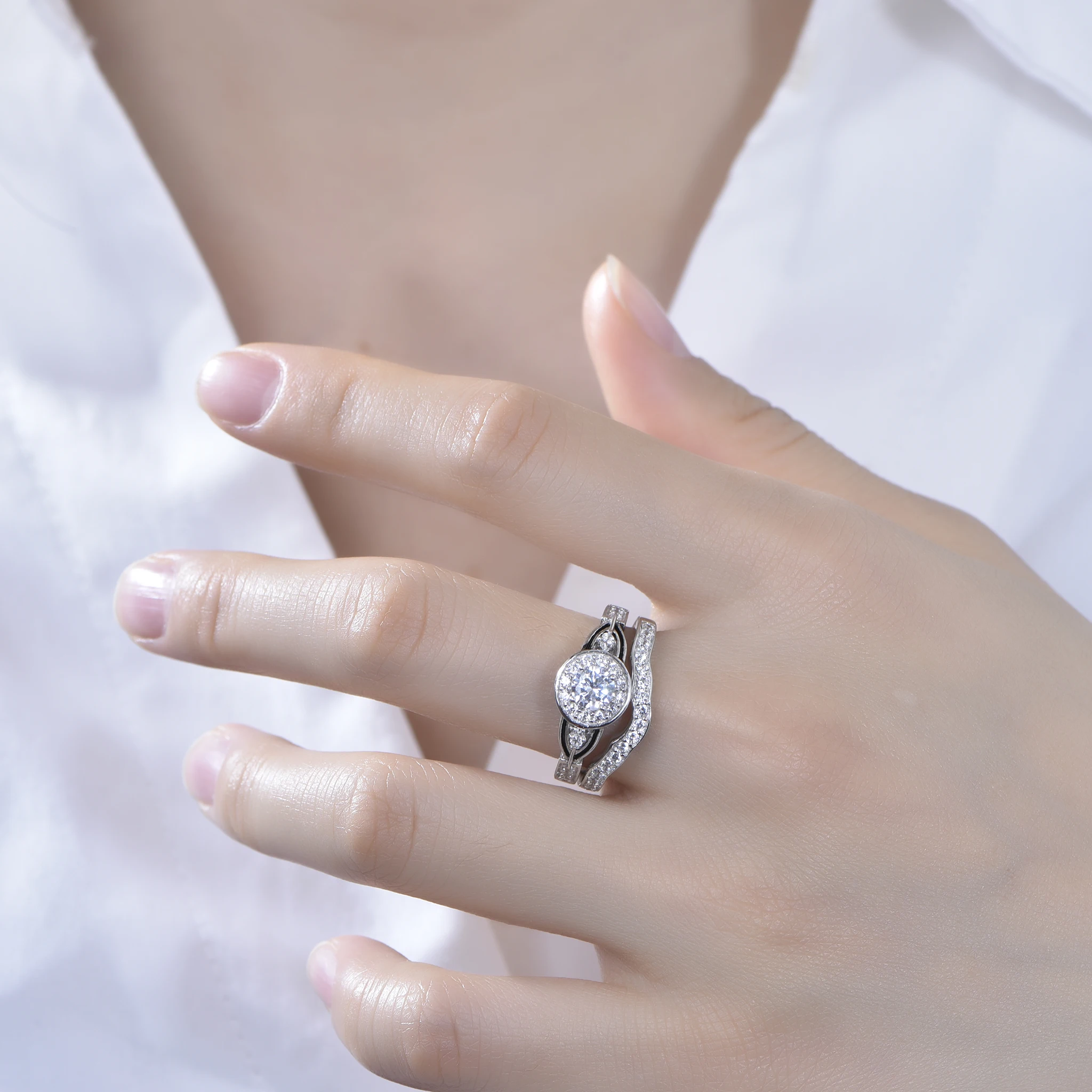 TKJ 925 Sterling Silver Rings Sparkling 4A Cubic Zirconia Finger Ring for Women Fashion Stacking Wedding Ring Engagement Jewelry