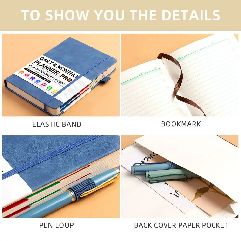 A5 Daily Planner Notebook Agenda 416 Pages Self-fillable Budget Planing Tool Binder Binding To Do List Schedule Journal