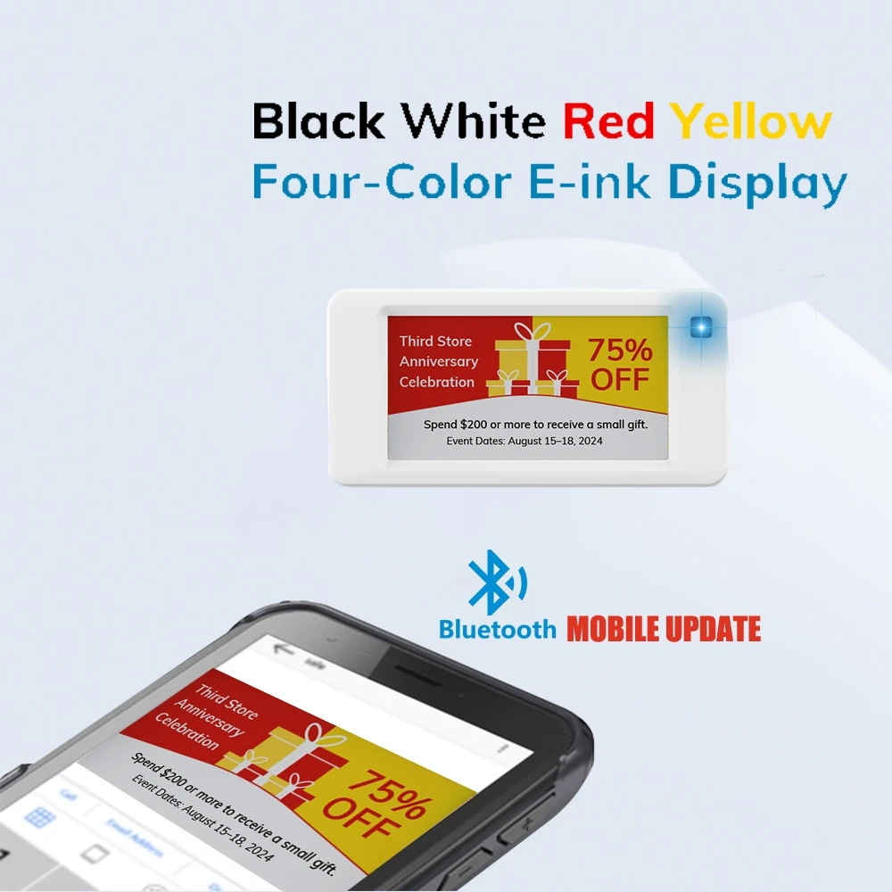 

4 Colors Mobile Update Digital Price Tag Electronic Display Screen Electronic Shelf Label for Small Store