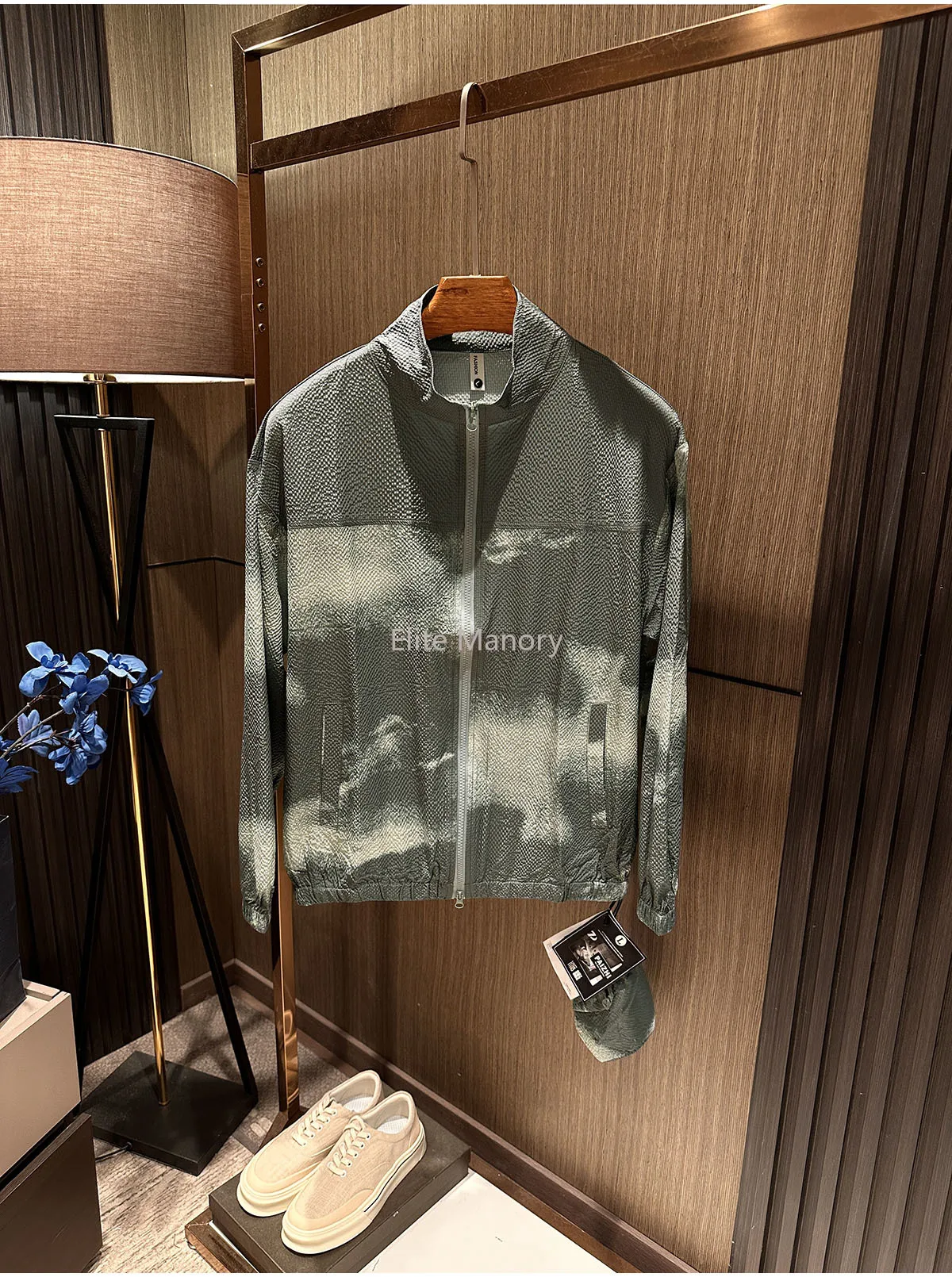 [Cloud tie-dye, quick-drying sunscreen] Summer men's stand-up collar cloud mist camouflage breathable sports outdoor sunscreen