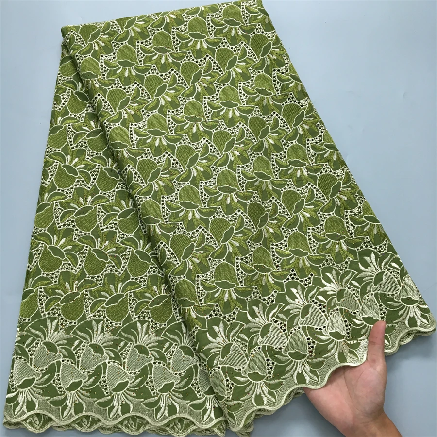 SJD LACE African Cotton Lace Fabric 5 Yards 2026 High Quality Austria Nigerian Stones Cotton for Sewing lace Women DIY Dress4016
