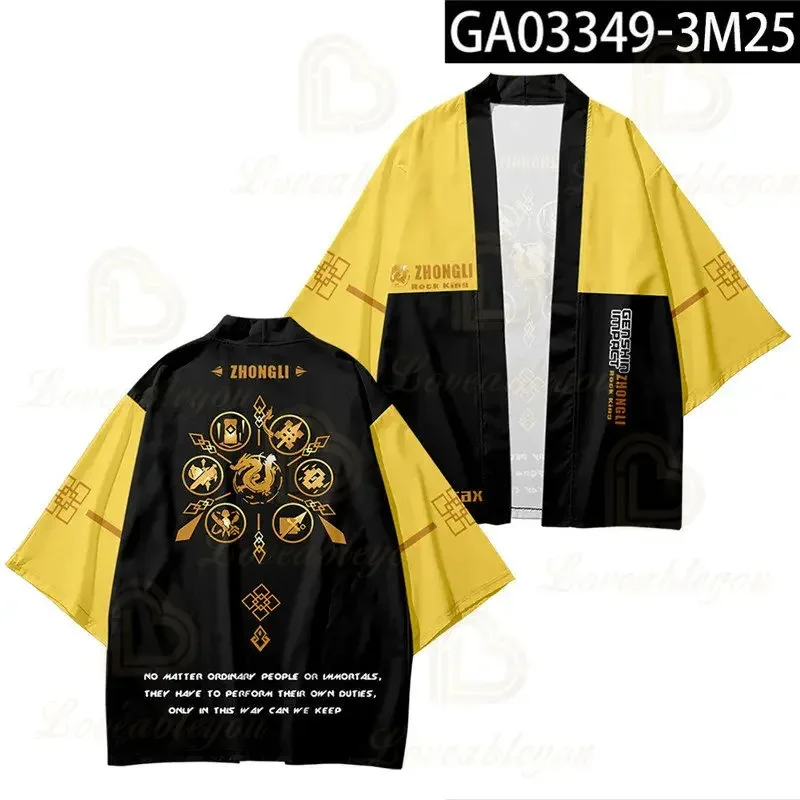 2025 11 Genshin Impact Zhongli Keqing Klee ثلاثية الأبعاد الطباعة الرقمية كيمونو عباءة منامة سترة للكبار الأطفال ملابس الصيف