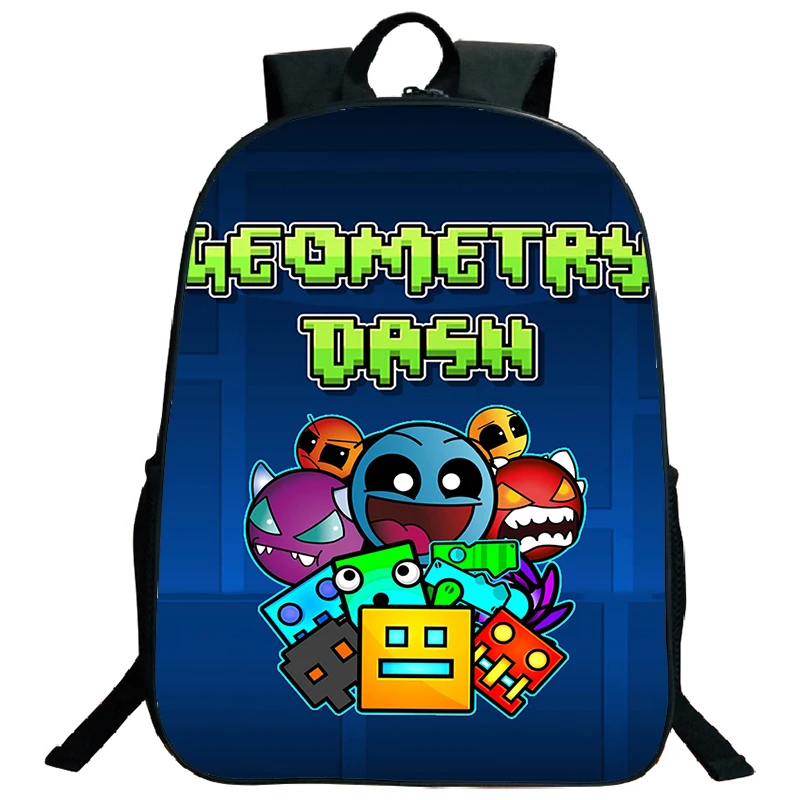 Geometry Dash Cartoon Printed School Bags 16 Inch Large Capacity Bag For Travel Sport Portable Students School Bags Kids Bookbag