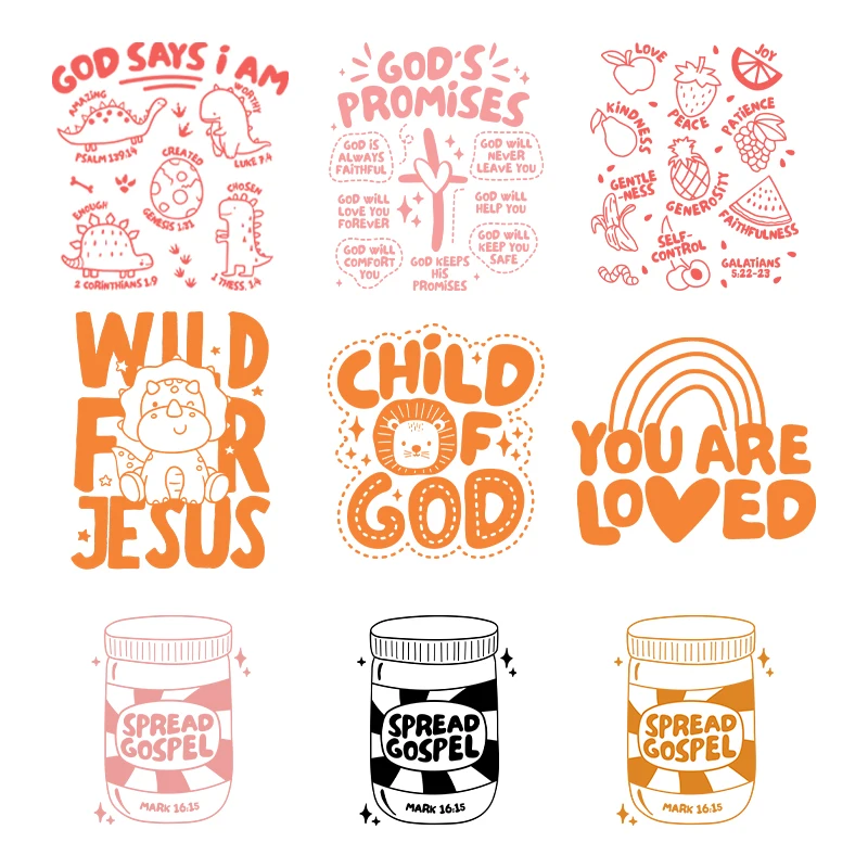 Kids Christ Cartroon Heat Transfer Sticker Patch For Clothing Hooding Cute DIY God Jesus Iron On Ptaches Sticker