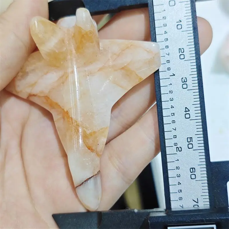 Natural Yellow Fire Quartz Hematoid Warplane Healing Reiki Crystal Gemstone Carved Sculpture Collection Holiday Gift 1pcs