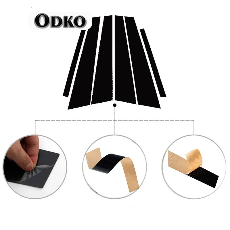 For Mercedes-Benz C-Class (W203) 2001-2007 Glossy Piano Black Car Door Window Pillar Center Post Trim Stickers