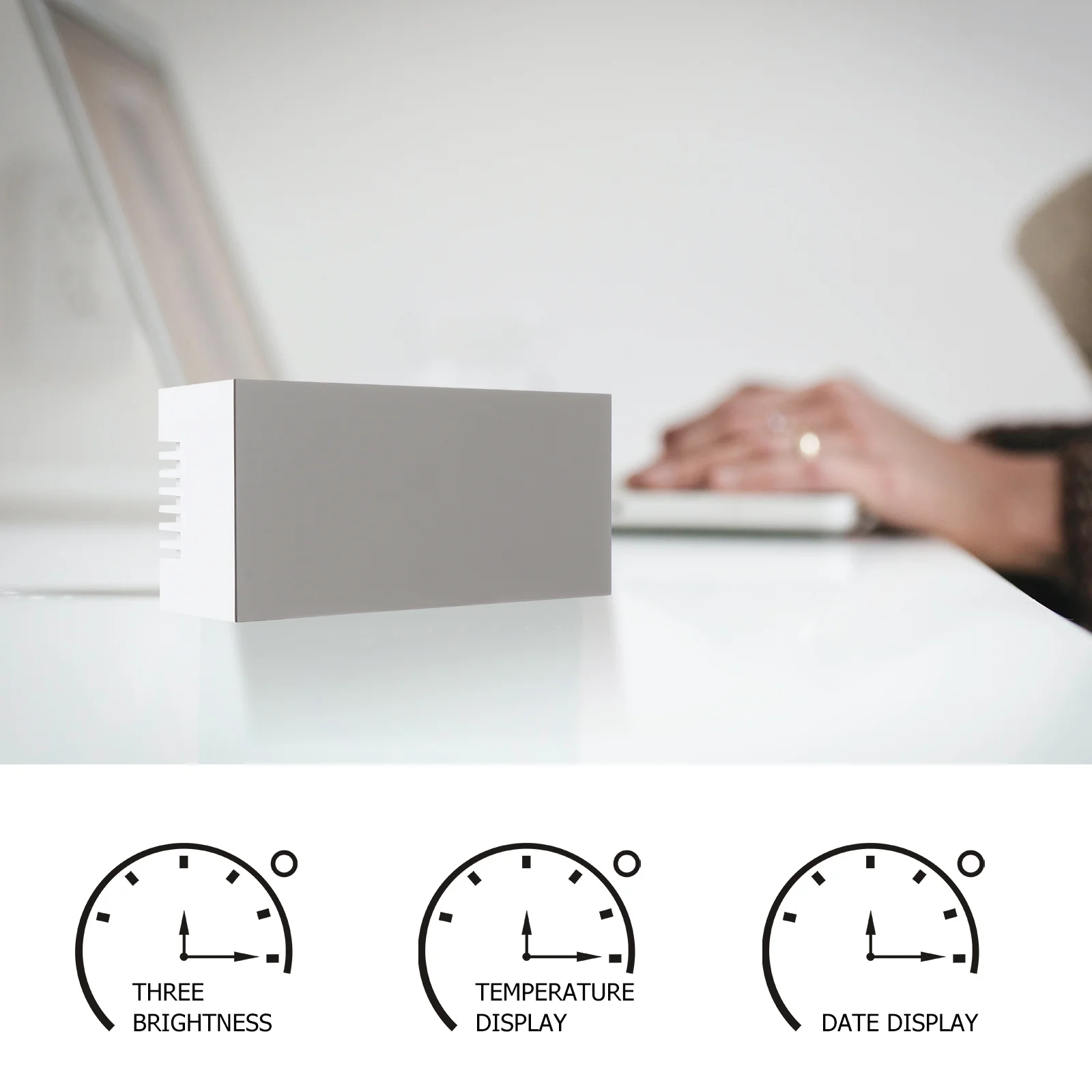 

Mirror Surface Digital Alarm Clock LED Display Temperature Multifunctional Tabletop Home Desktop Electronic Alarm Clock