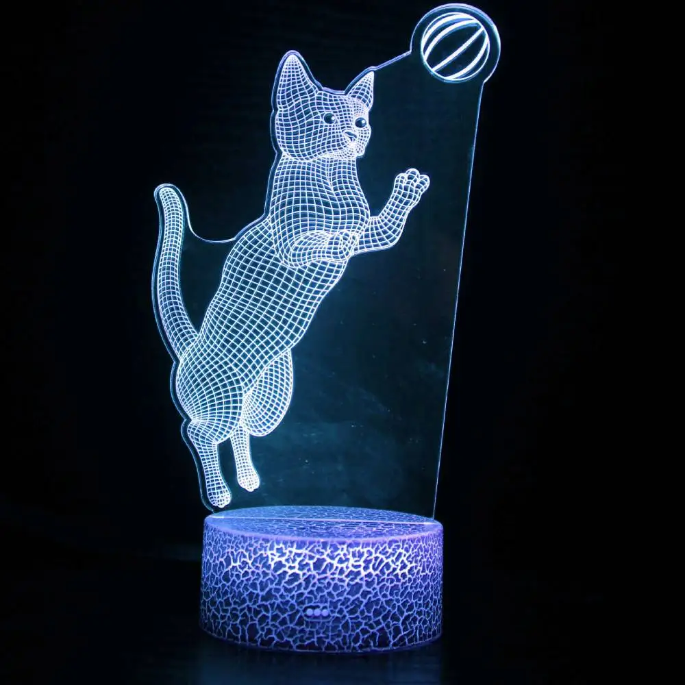 Nighdn Cat 3D Lamp LED Night Light 7 Color Changing USB Acrylic Table Lamp Room Decor Kids Baby Birthday Gift Child Nightlight